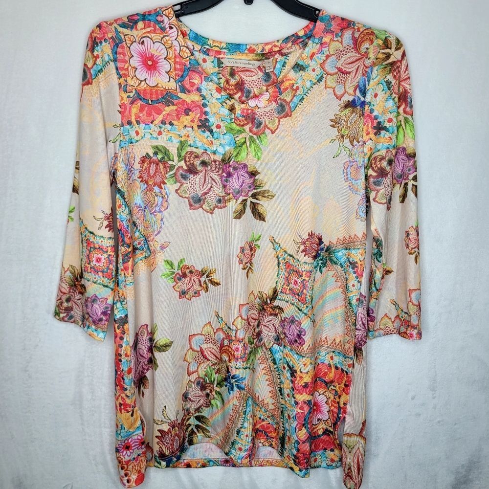 Soft Surroundings Floral Multicolor Tunic‎ Size Medium